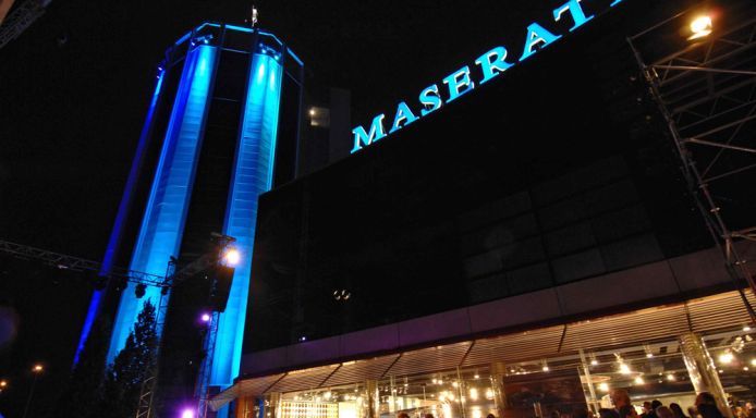 The Maserati SpA headquarters at night